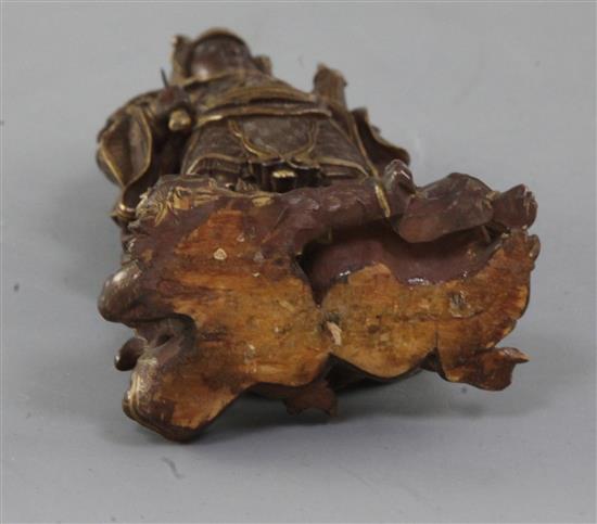 A Japanese lacquer Zushi (portable shrine), 19th century, total height 20.5cm, losses to figure